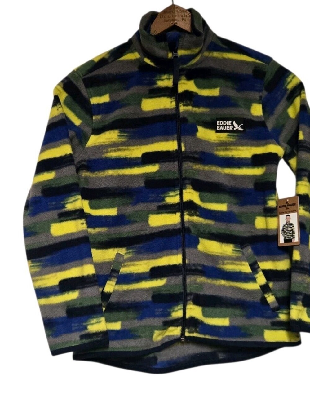 Eddie Bauer Kids Zip Up Fleece Jacket Boys 7/8 NEW Multicolor NWT